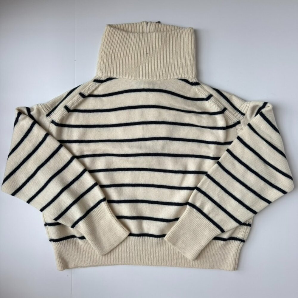 La Ligne Bastien Merino Wool Striped Quarter Zip Sweater Small - Picture 5 of 5
